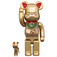 Load image into Gallery viewer, BEARBRICK 100% 400% MANEKI NEKO GOOD LUCK COIN GOLD
